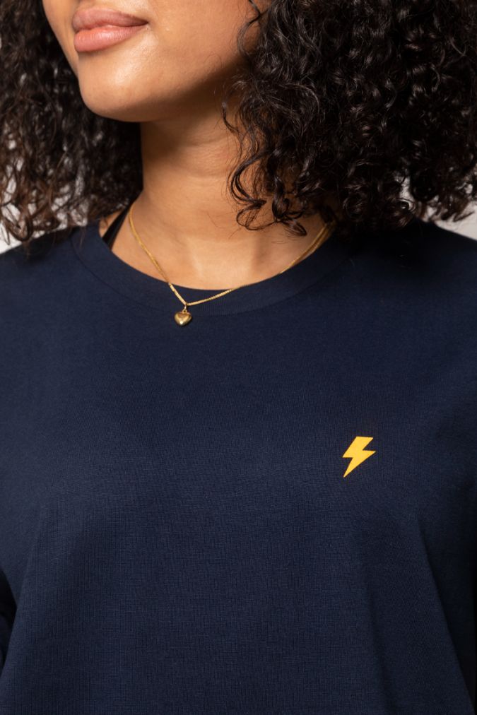 STRØM T-Shirt - Dark Blue - Yellow Lightning