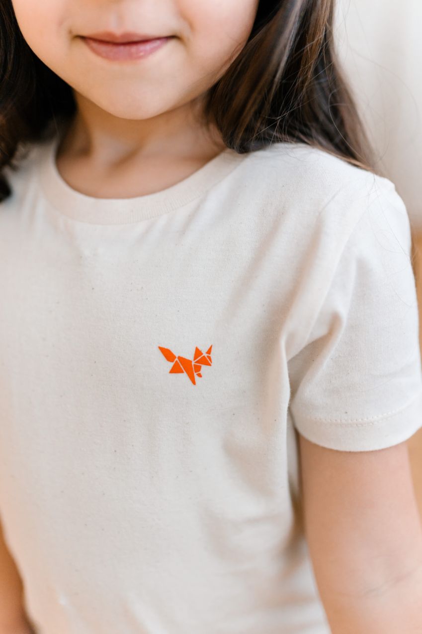 Kiddo_minimalist_kids shirt_children_natural raw_orange fox