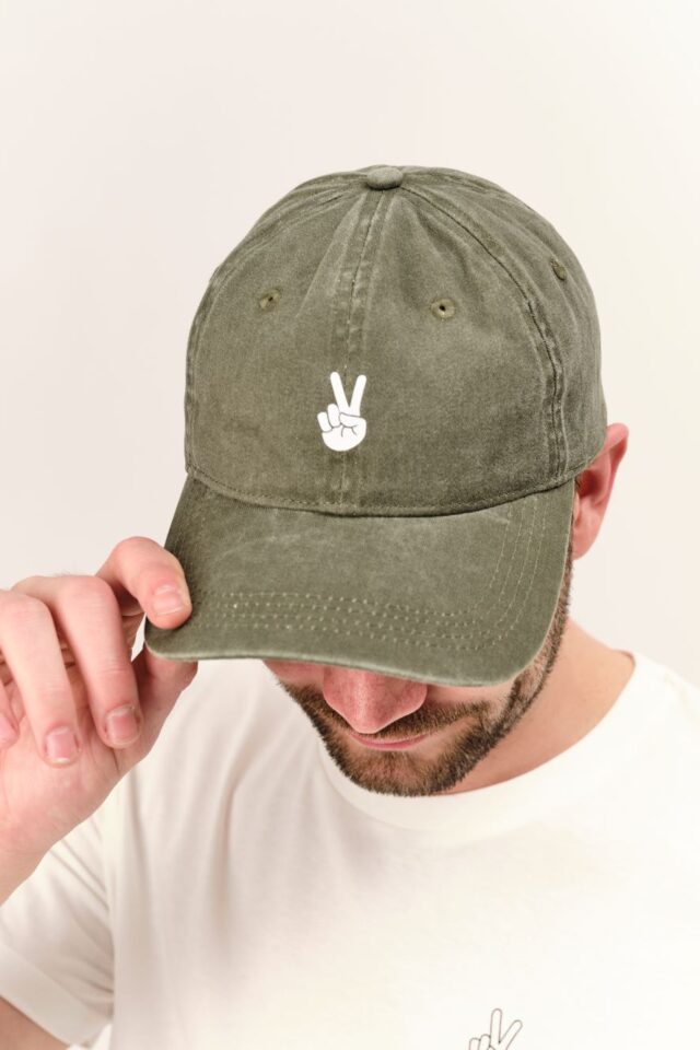 Washed Dark green-Peace-cap